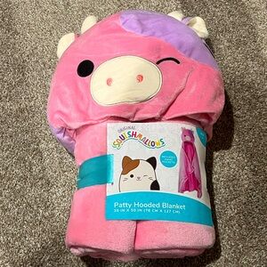 🐮 Patty Pink & Purple Cow Hooded Blanket W Pockets Squishmallow Blanket BNWT